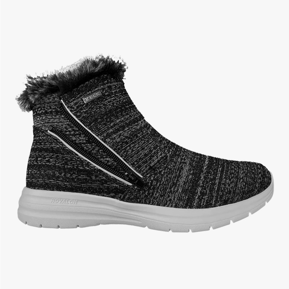 Telic Black and Gray Winter Sneakers with Zipper Closure